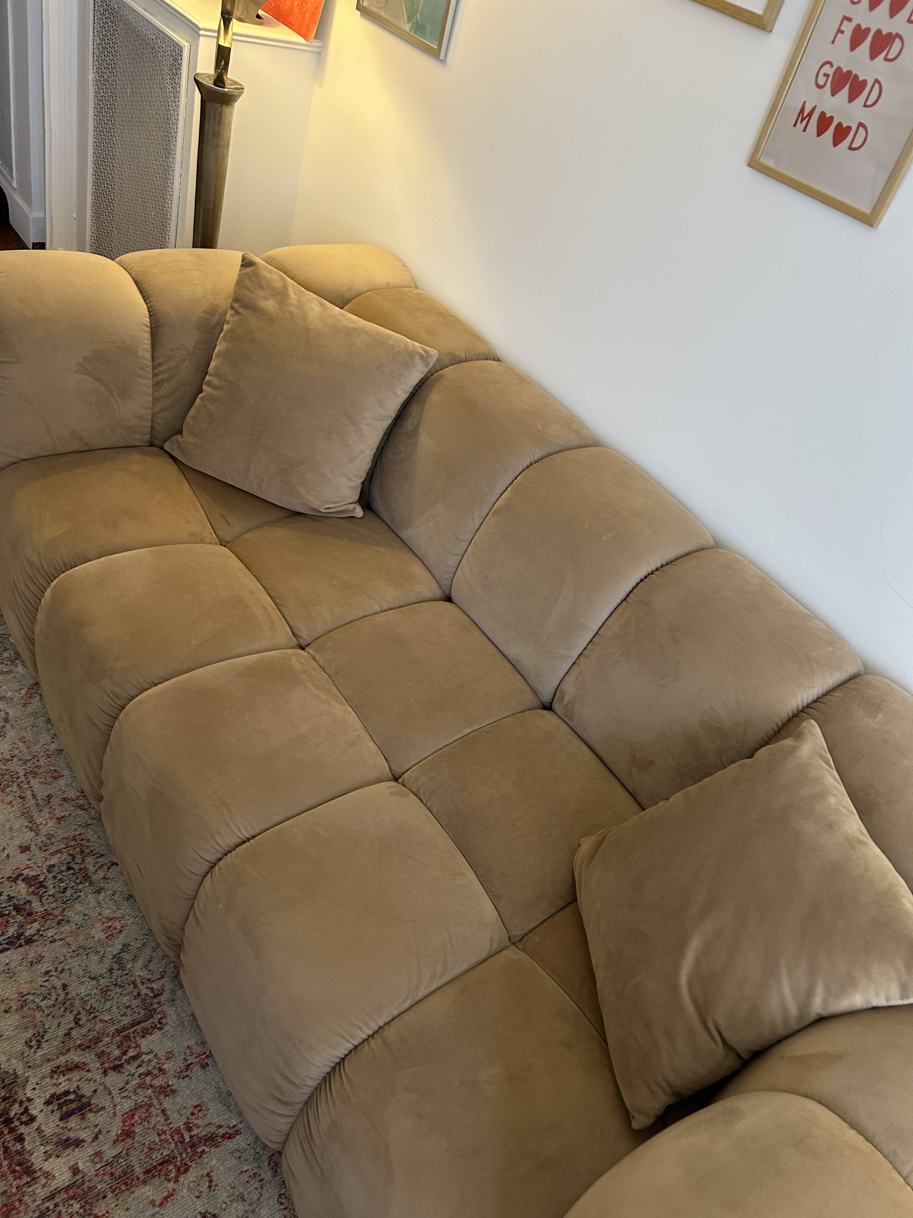 Canapé Windsor & Co en velours taupe/beige - excellent état