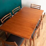 G Plan Two Leaf Extending Dining Table & Six Chairs Seats 6-10