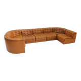 Canapé modulaire Vintage De Sede DS 11 en cuir patchwork cognac, ensemble de 7 pièces