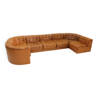 Vintage De Sede DS 11 modular sofa cognac patchwork leather, set of 7