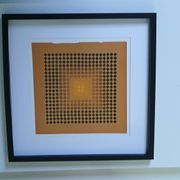 Tableau Vintage Art Optique - Victor Vasarely CTA-102 Cadre 40x40cm