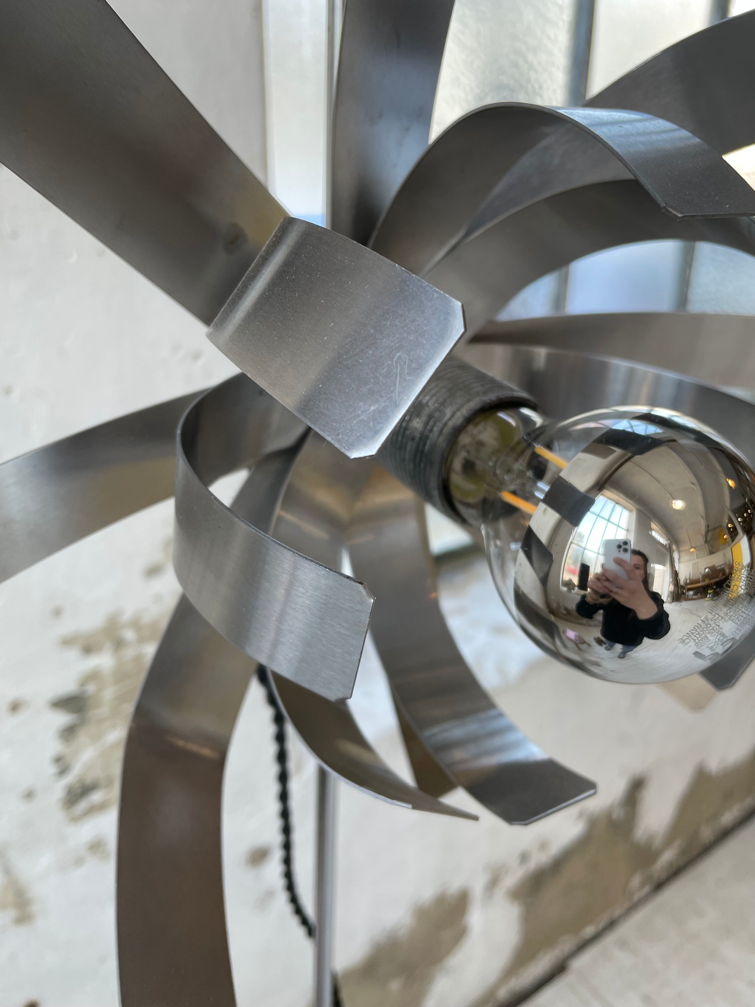 Floor lamp chrome 'flower' design Jacques Veyrat-Masson and Philippe Rogier, edited by Oxar