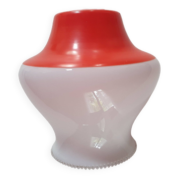 globe suspension luminaire vintage année 70 opaline orange et blanc