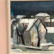 Original Swedish Oil on Canvas – "Winter Night in the City" by Helmer Forslund – Signed – Vintage and Framed – 45 × 37 cm (17.7" × 14.6")