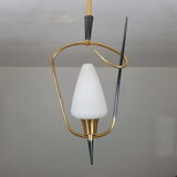 Black and gold chrome pin hanging lamp, 1950