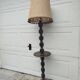 Turned wooden floor lamp – in the style of Charles Dudouyt art deco