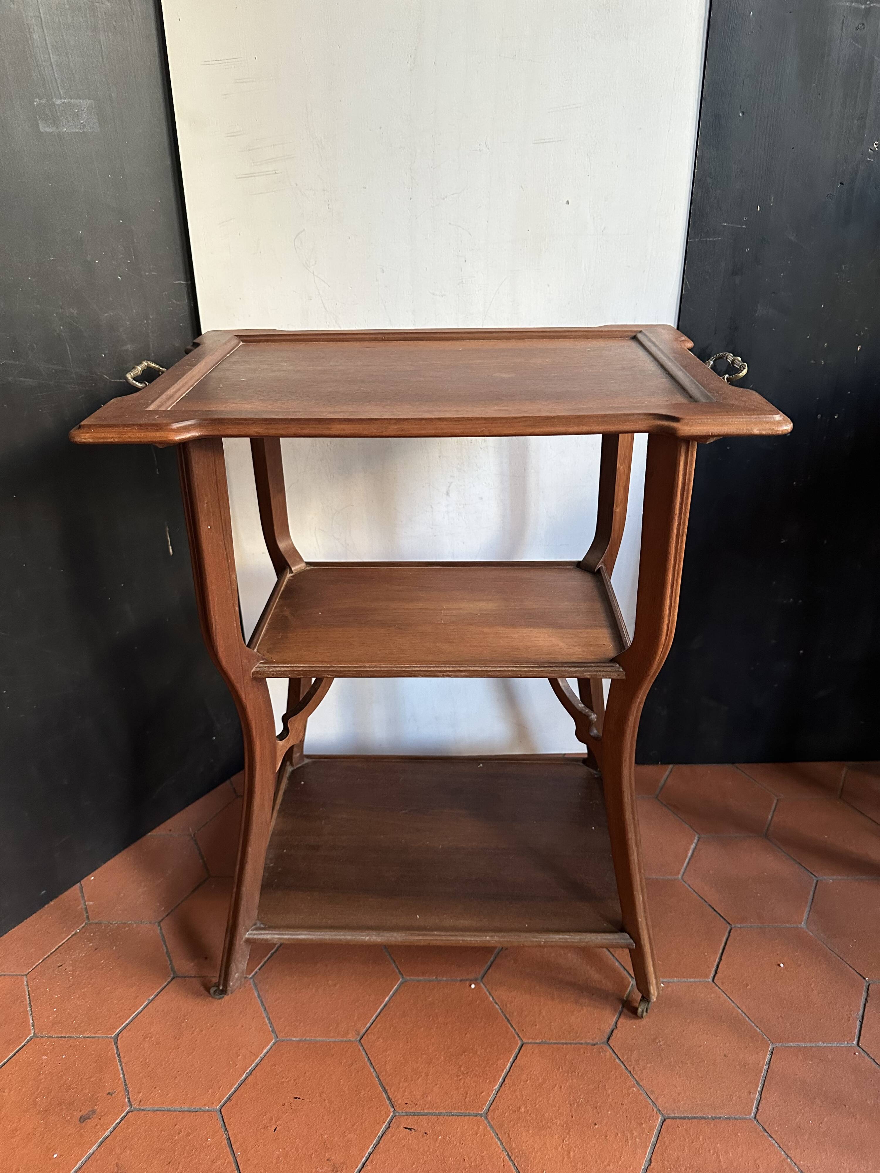 Walnut wheeled dessert trolley, circa 1900