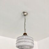 Hanging lamp speckled glass and chrome 1950
