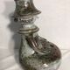 Old man gray Brown ceramic Vase + Spades flowers Decoration Vintage