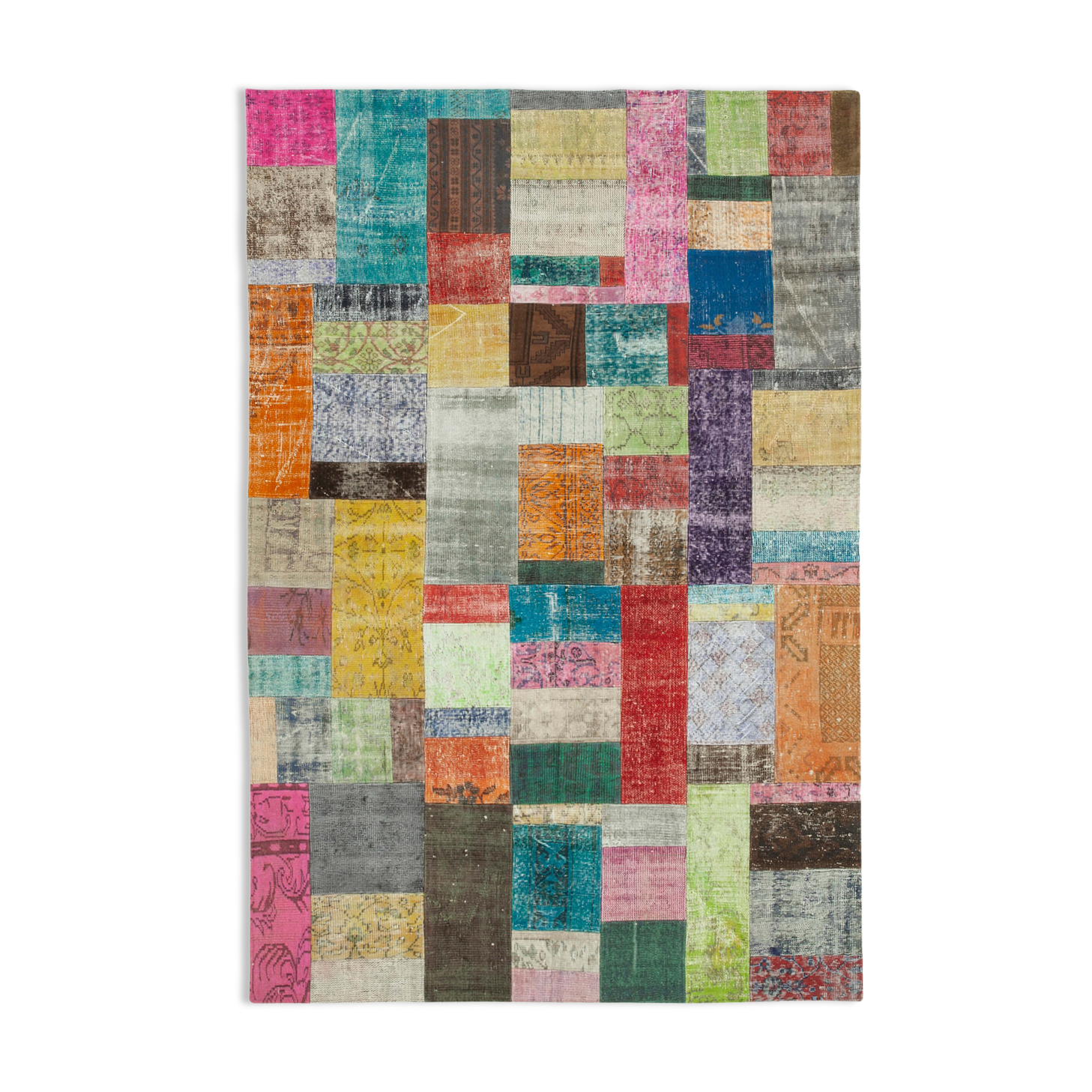 Handwoven Anatolian Contemporary 202 cm x 302 cm Multicolor Patchwork Rug