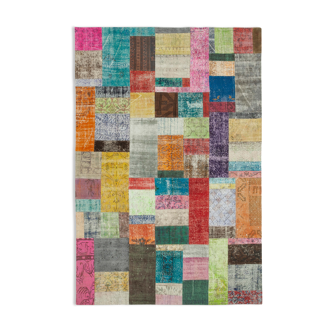 Handwoven Anatolian Contemporary 202 cm x 302 cm Multicolor Patchwork Rug