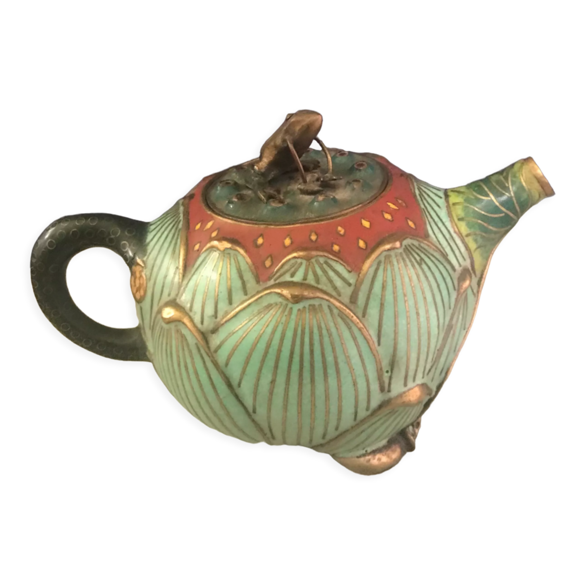 Cloisonnée tea in the shape of lotus flower