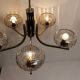 See Delmas chandelier, 5 branches, black and gold, transparent glass, 1960