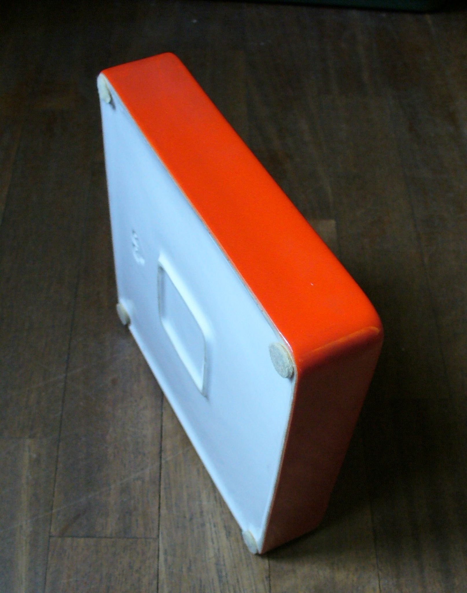 Cendrier orange en céramique par Angelo Mangiarotti pour F.lli Brambilla 1968