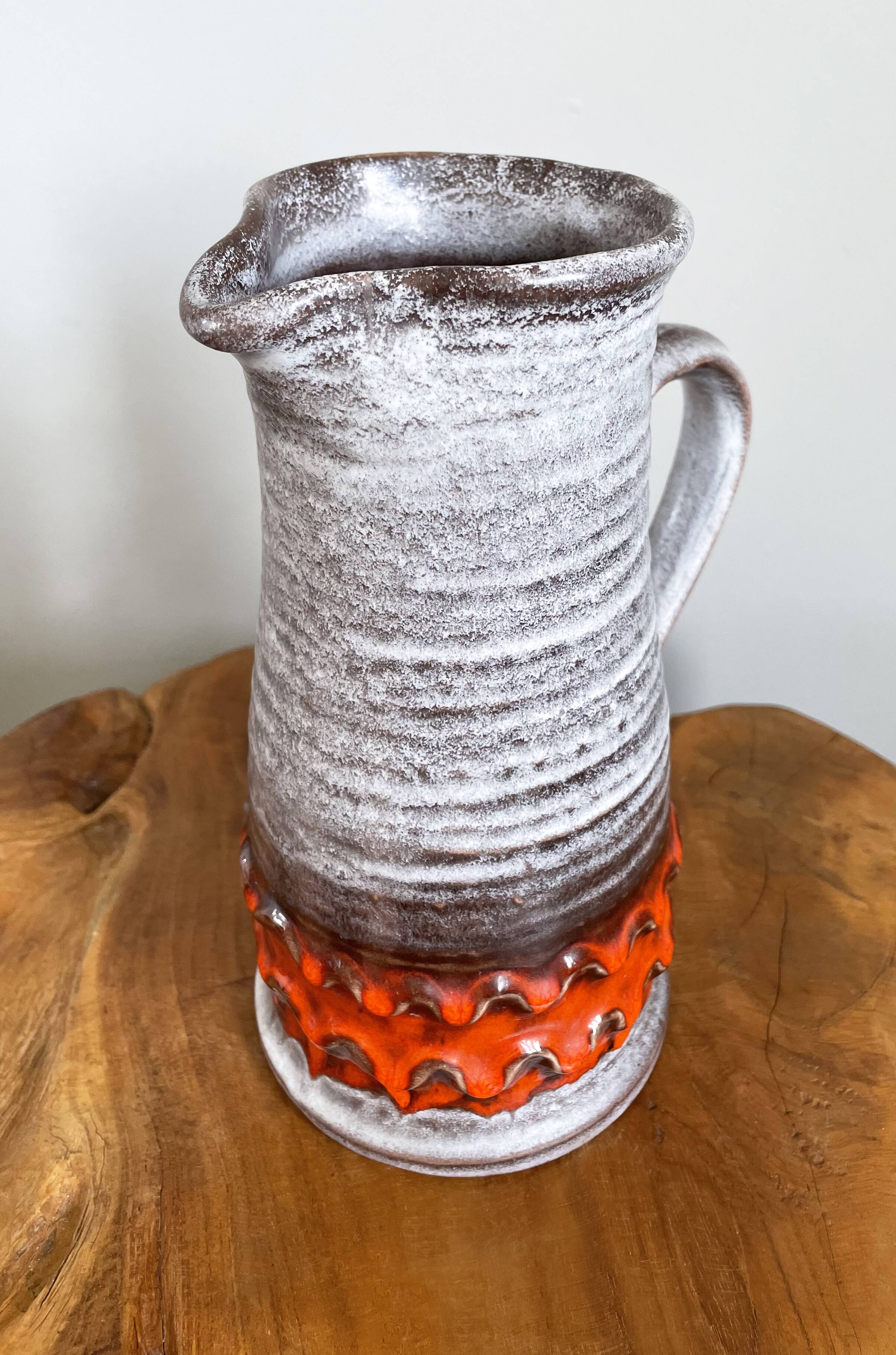 Jasba orange-grey vase/jug, bunte welt der keramik (colorful world of ceramics), west german pottery