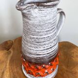Jasba orange-grey vase/jug, bunte welt der keramik (colorful world of ceramics), west german pottery