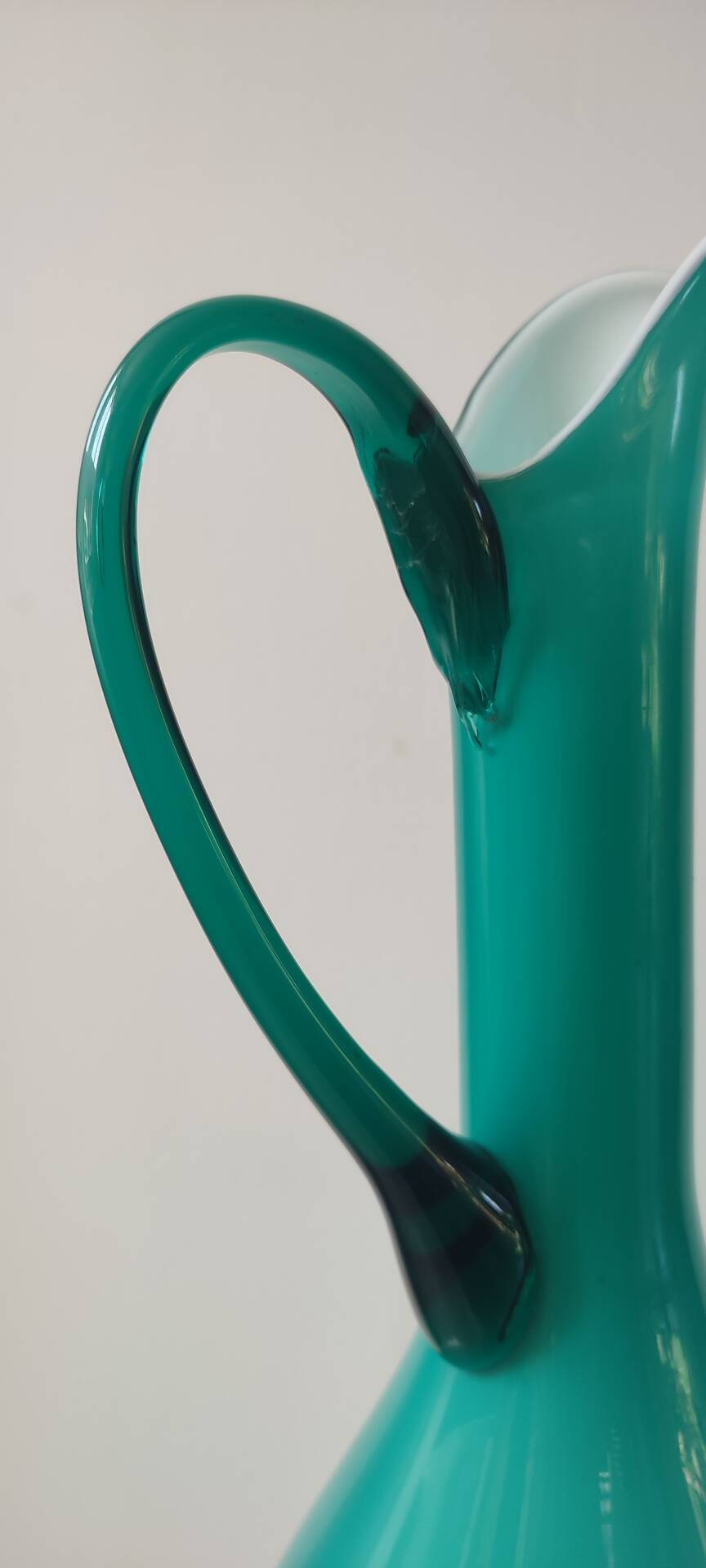 Vintage double glass vase-jug from Empoli (38 cm)