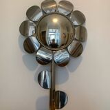Miroir Sorcière Fleur Chrome Circa 1970