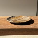 Ashtray, circular dish or plate in grey-orange petrified wood D25.5