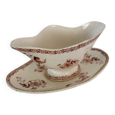 Saucière ancienne terre de fer Gien modèle Mai vers 1900
