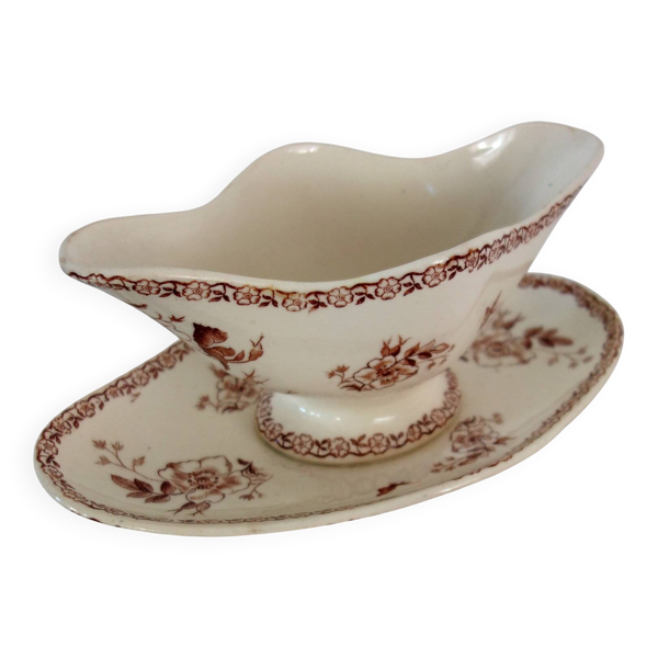 Saucière ancienne terre de fer Gien modèle Mai vers 1900