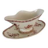 Antique sauce boat from Gien, Mai model, around 1900.