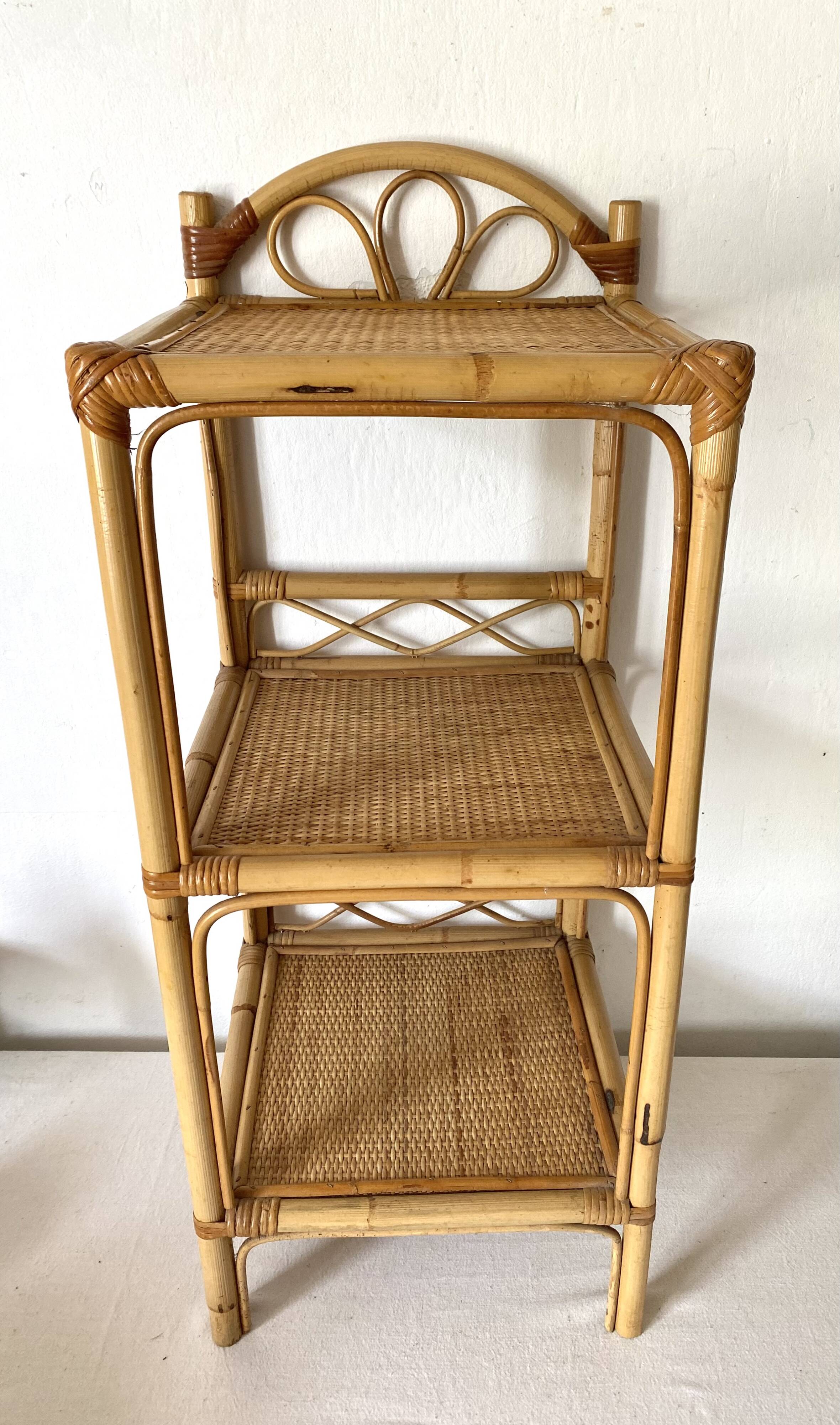 Vintage rattan shelf, bedside or end of sofa