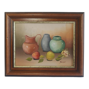 Peinture nature morte signée vintage