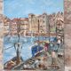 Oil painting on canvas House of the Infanta Saint Jean de Luz signed Valota
