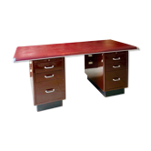Bureau industriel Roneo et son fauteuil bordeaux