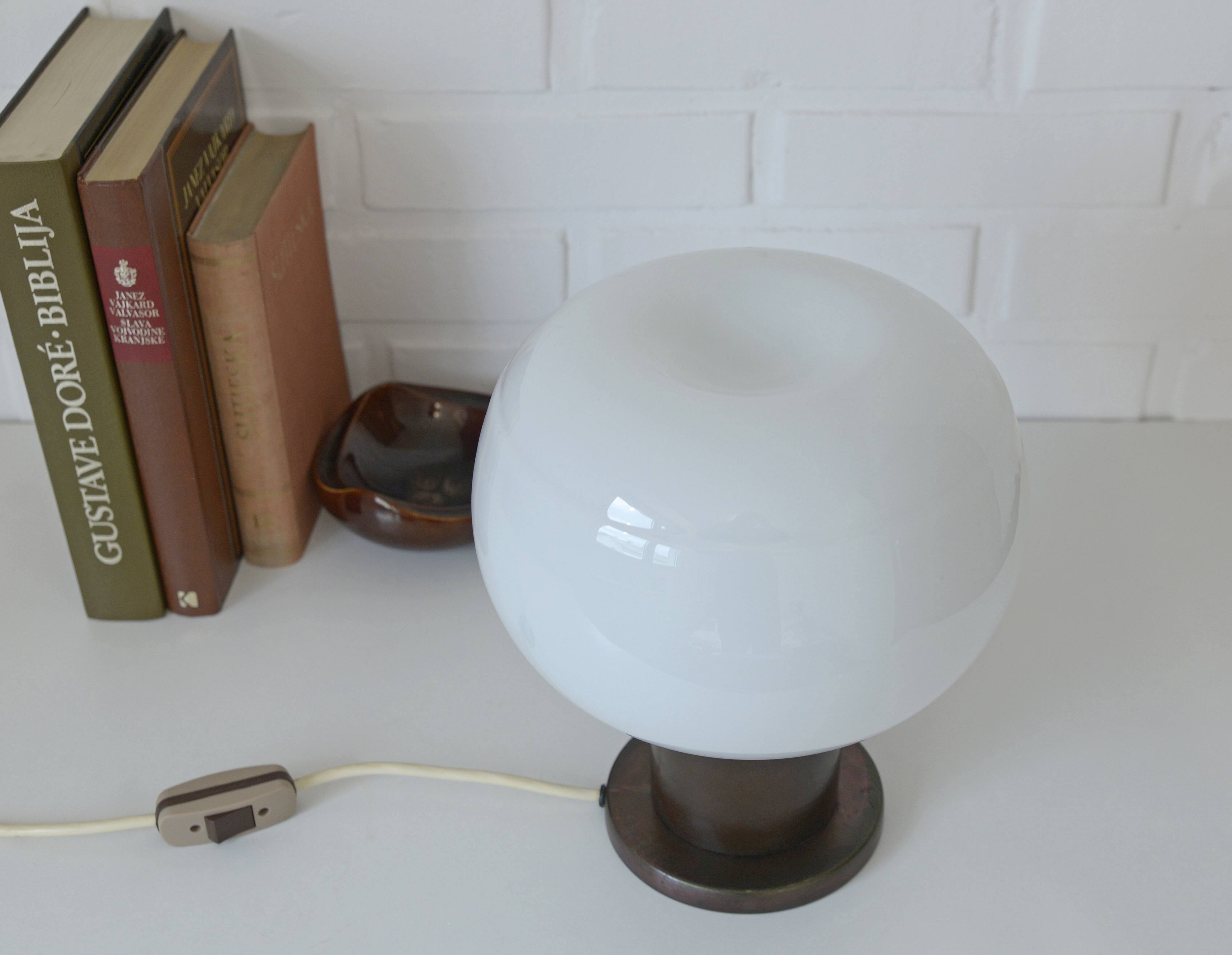 Vintage copper floor lamp brutalist mid century modern mushroom table light