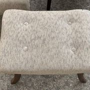 Art Deco set 1940 - 2 bridge chairs and a brown stool, wood and fabric.