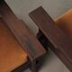 Pair of architect's armchairs in solid wood, France, circa 1970.