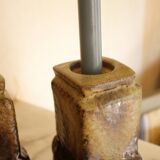 Pair of brutalist ceramic candle holders