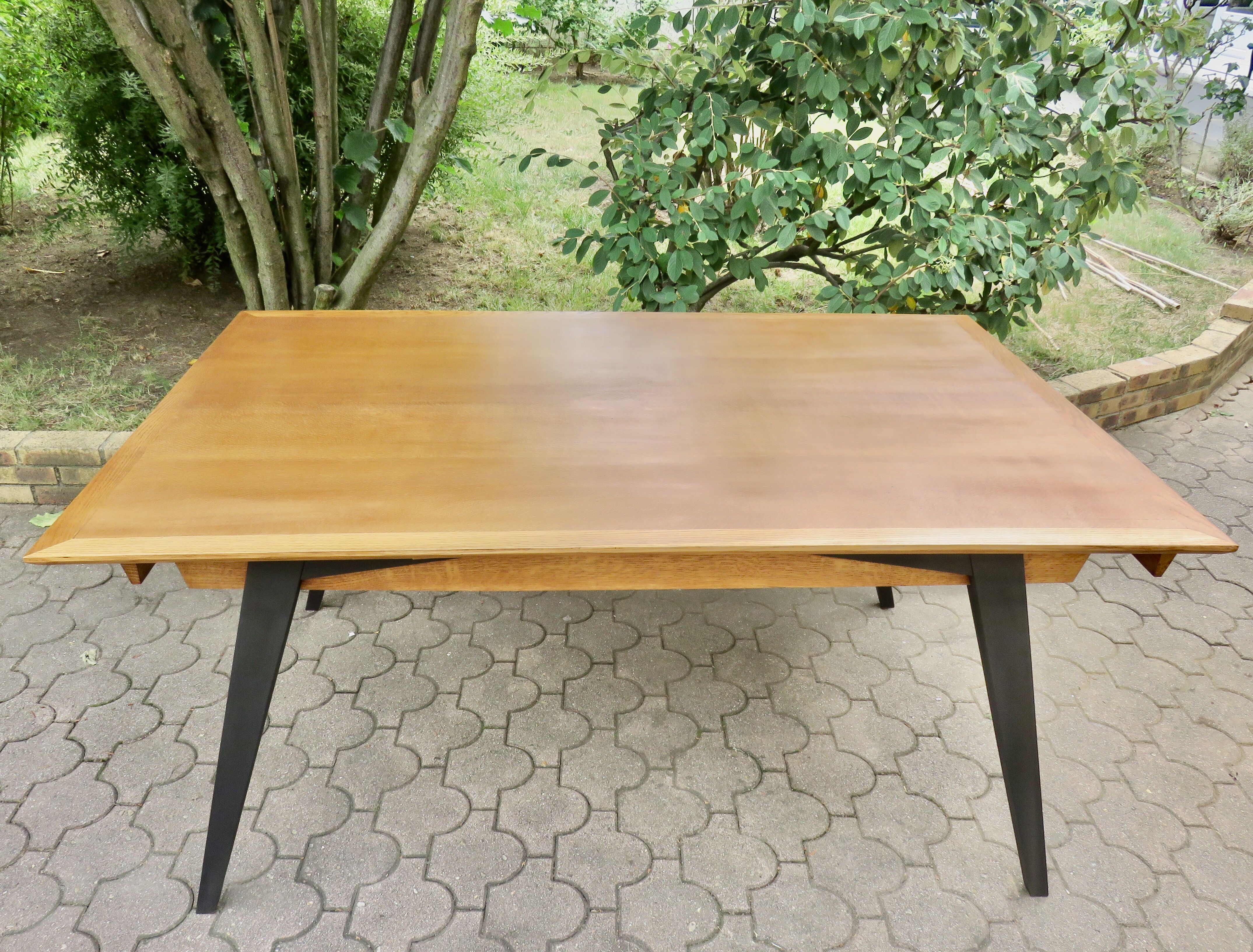 Large table with compass legs. Italian design 1960