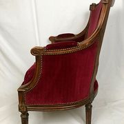 Louis XVI style shepherdess trimmed with dark red velvet, early nineteenth