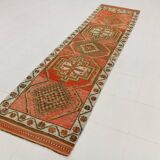 3x11 Wool Vintage Runner Rug, Turkish Runner, 90x340Cm