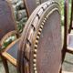 6 Louis XVI style chairs in solid beech and Cordovan leather, 1900