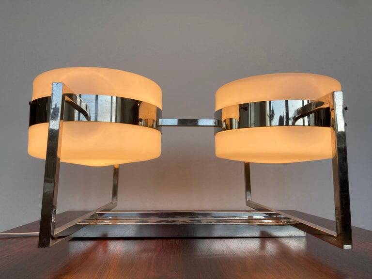 Unique big chrome Bauhaus flushmount / pendant, 1930s
