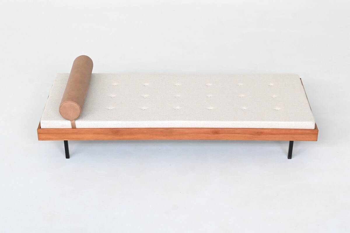 Dutch daybed in teak, metal and wool, mid-century, The Netherlands, 1960