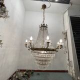 Extra Large Bronze Crystal Chandelier 1950’s