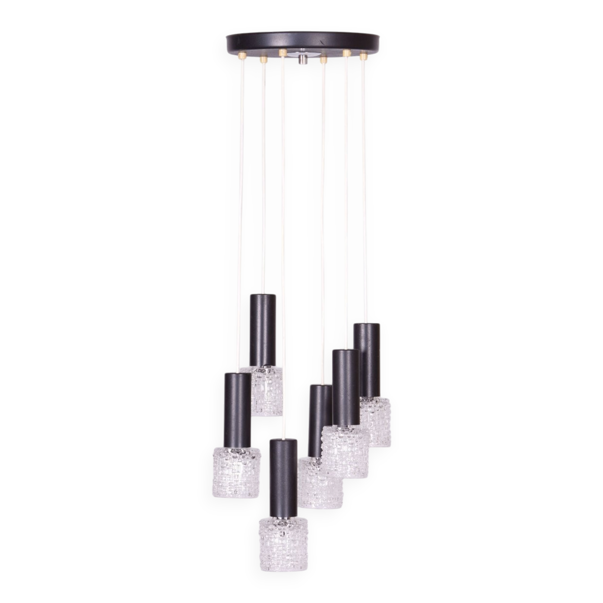 Mid-Century Chandelier in Steel by Elektroinstala Jílové, Czech, 1960s