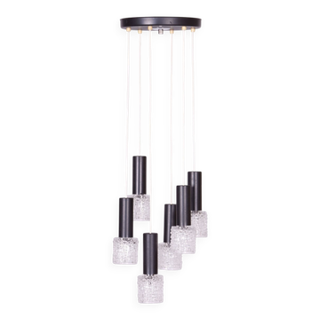 Mid-Century Chandelier in Steel by Elektroinstala Jílové, Czech, 1960s