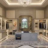 Cabina Armadio Aperta Classica in Tonalità Celeste/Grigio Perla con Isola C