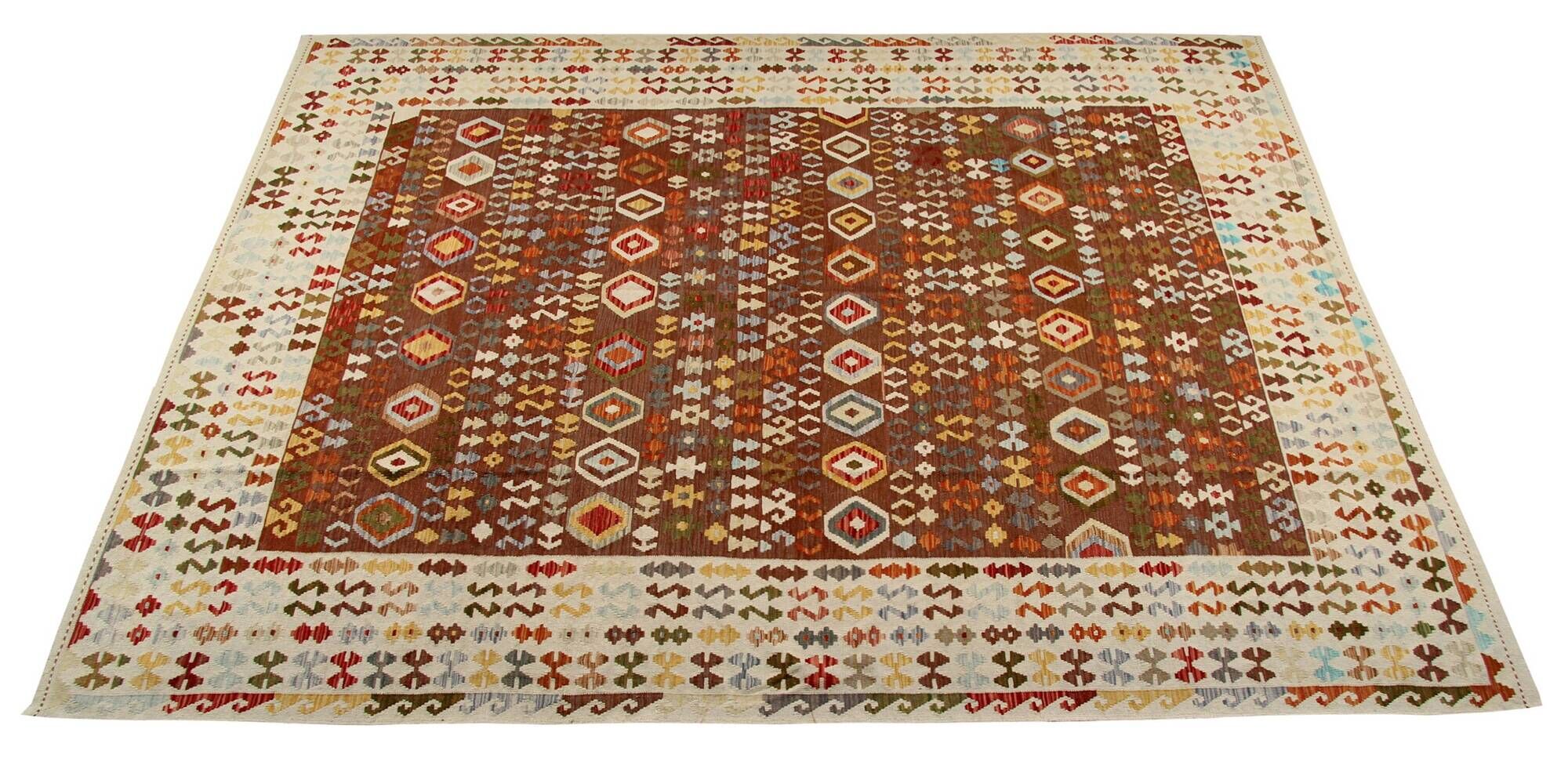 Handmade Large Afghan Kilim Rug, Wool Tribal Flatweave Carpet 379x292cm