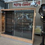 Ancient shop window Ch. Leclerc Lille 1930 in beech glass and chromed metal