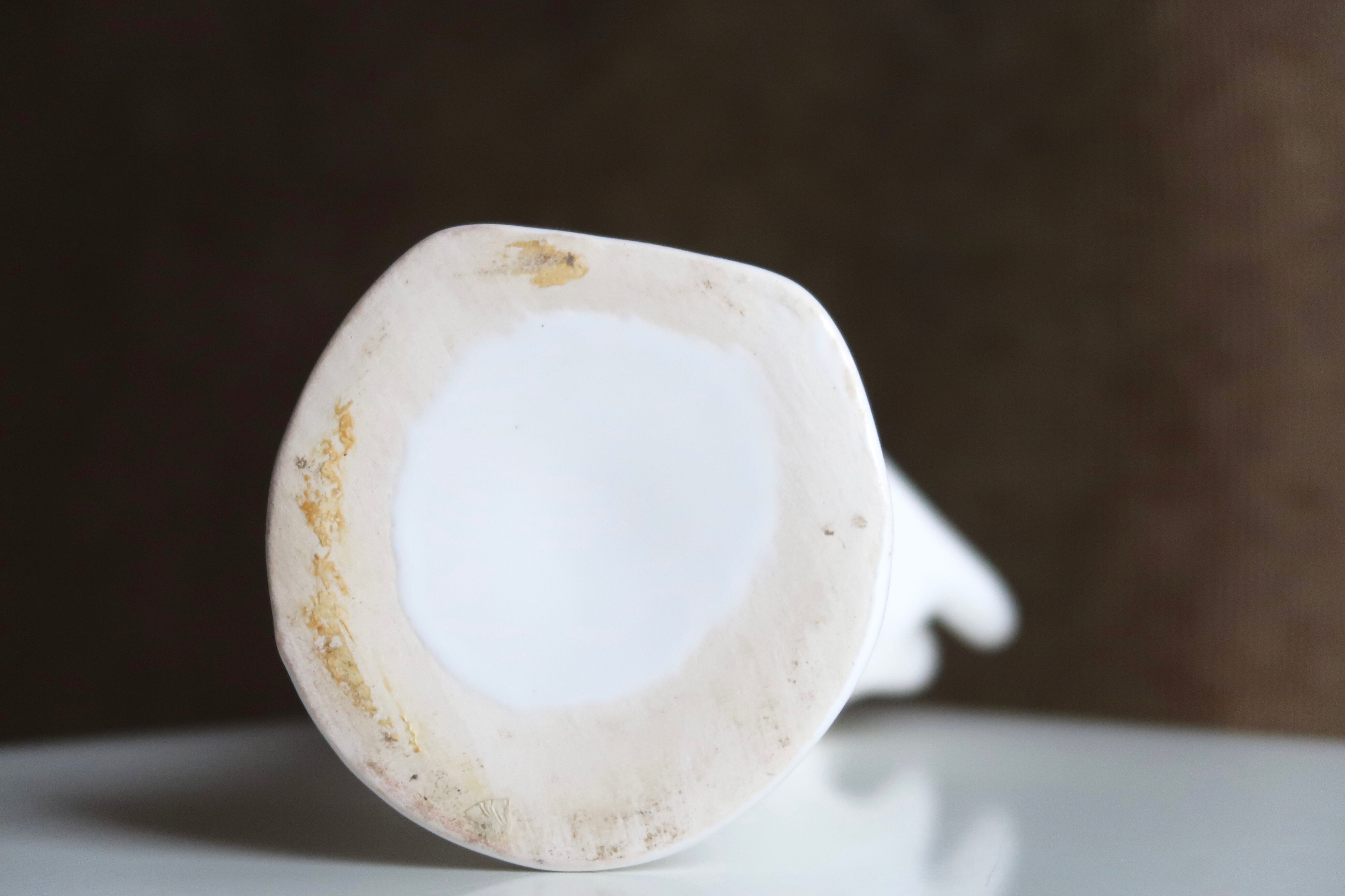 Hand baguier or vase, white porcelain, 70s
