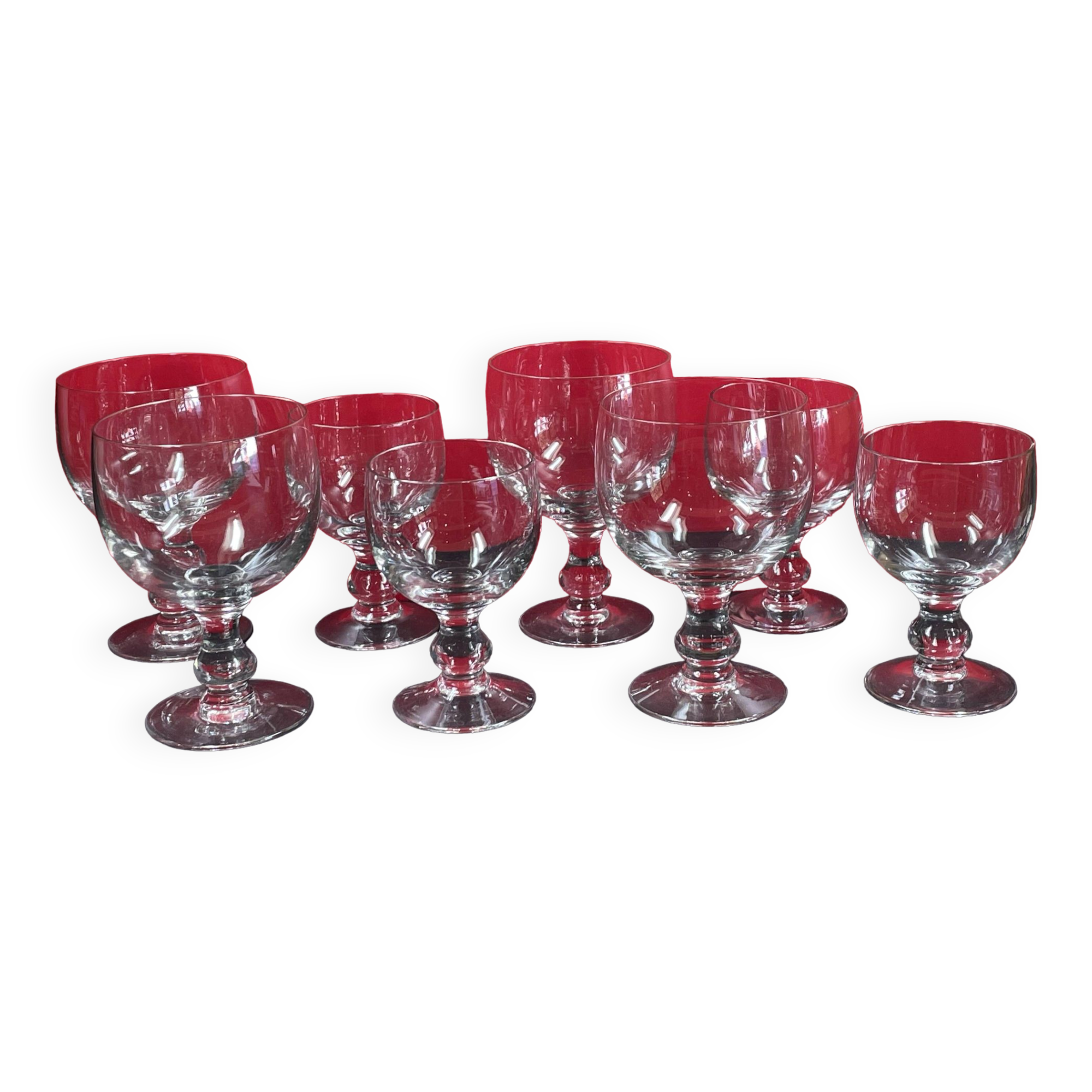 Set of 2 x 4 glasses (wine & water) louis philippe style 14 and 16.5 cm