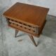 Vintage rattan bedside table with tapered legs - Circa 1960