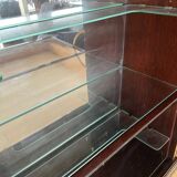 vintage mahogany bar cabinet with front-opening drawers in English style